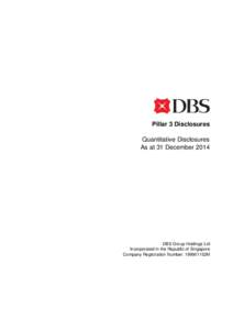 Pillar 3 Disclosures Quantitative Disclosures As at 31 December 2014 DBS Group Holdings Ltd Incorporated in the Republic of Singapore