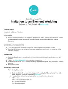     Design School Lesson Plan  Invitation to an Element Wedding  Authored by Terri Eichholz (@​