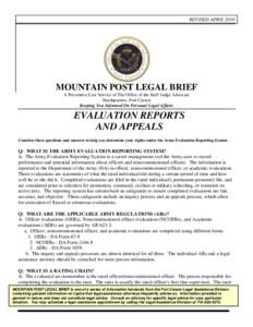 REVISED APRIL[removed]MOUNTAIN POST LEGAL BRIEF A Preventive Law Service of The Office of the Staff Judge Advocate Headquarters, Fort Carson Keeping You Informed On Personal Legal Affairs