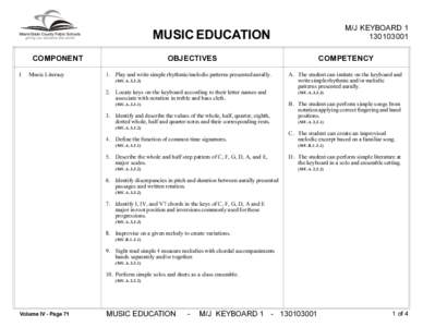 M/J KEYBOARD[removed]MUSIC EDUCATION COMPONENT I