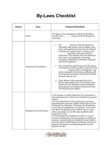 By-Laws Checklist Status Area  Name