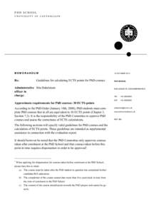 PHD SCHOOL UNIVERSITY OF COPENHAGEN MEMORANDUM  10 OCTOBER 2014