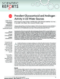 Prevalent Glucocorticoid and Androgen Activity in US Water Sources SUBJECT AREAS: ENVIRONMENTAL MONITORING