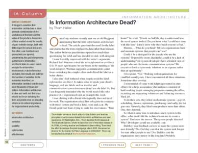 IA  Column Bulletin of the American Society for Information Science and Technology – October/November 2011 – Volume 38, Number 1