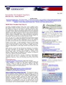 XX  May 2009 Newsletter for English Teachers About the USA – Virtual Classroom