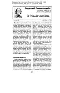 Essays of an Information Scientist, Vol:9, p.298, 1986 Current Contents, #40, p.3-11, October 6, 1986 current c~mments” EUGENE GARFIELD INSTITUTE