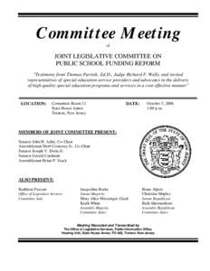 Committee Meeting of JOINT LEGISLATIVE COMMITTEE ON PUBLIC SCHOOL FUNDING REFORM 