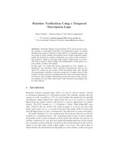 Runtime Verification Using a Temporal Description Logic Franz Baader,1 Andreas Bauer,2 and Marcel Lippmann1 1  2