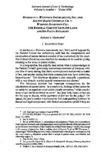 Harvard Journal of Law & Technology Volume 9, Number 1 Winter 1996 MARKMAN V. WESTVtEW INSTRUMENTS, l~vc. AND HIL TON DAVIS CHEMICAL Co. It. WARNER-JENKINSON CO.: THE FEDERAL CIRCUIT GETS ITS LAWS