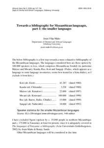 Mwani language / Mozambique / Koti language / Swahili language / Eduardo Mondlane / Makhuwa language / Ronga language / Makua people / Sabaki languages / Languages of Mozambique / Bantu languages / Africa