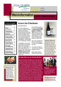 Juni 2008 Ausgabe 17 Weininformation St.Galler Weinbauverband In dieser Ausgabe: Inhaltsverzeichnis