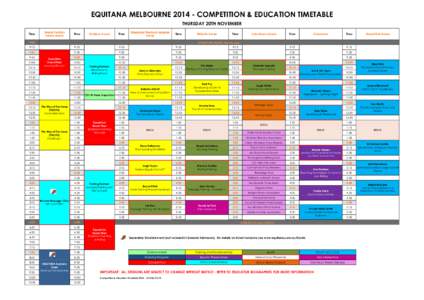 EQUITANA MELBOURNE[removed]COMPETITION & EDUCATION TIMETABLE THURSDAY 20TH NOVEMBER Time Grand Pavilion Indoor Arena