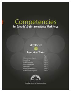 Competencies for Canada’s Substance Abuse Workforce SECTION III Interview Tools