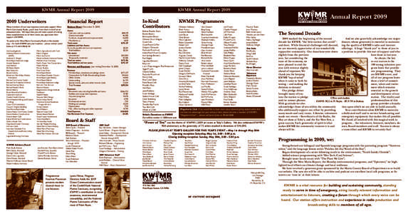 KWMR Annual Report[removed]KWMR Annual Report[removed]Underwriters