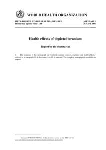 WORLD HEALTH ORGANIZATION FIFTY-FOURTH WORLD HEALTH ASSEMBLY Provisional agenda item[removed]A54/19 Add.1 26 April 2001