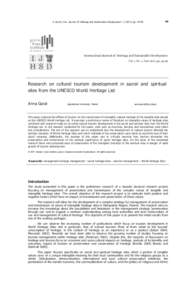 A. Goral / Int. Journal of Heritage and Sustainable DevelopmentppInternational Journal of Heritage and Sustainable Development Vol. 1, No. 1, June 2011, pp