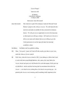 Gazette Project Interview with Jim Bailey, Little Rock, Arkansas, 31 March 2000 Interviewer: Jerry McConnell