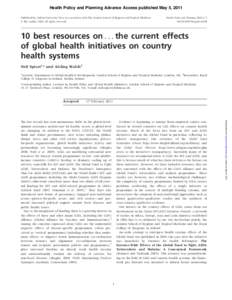Health Policy and Planning Advance Access published May 5, 2011 Published by Oxford University Press in association with The London School of Hygiene and Tropical Medicine ß The Author 2011; all rights reserved. Health 