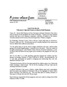 A press release from FOR IMMEDIATE RELEASE January 20, 2011 CONTACT: Paul Whelihan