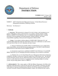 Department of Defense INSTRUCTION NUMBER[removed], Volume 1100 January 3, 2014 USD(P&R) SUBJECT: