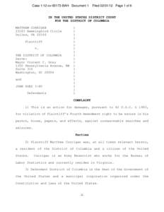 Case 1:12-cv[removed]BAH Document 1  Filed[removed]Page 1 of 6 IN THE UNITED STATES DISTRICT COURT FOR THE DISTRICT OF COLUMBIA