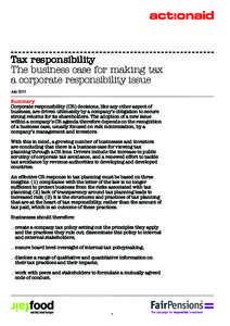 Tax responsibility The business case for making tax a corporate responsibility issue JulySummary