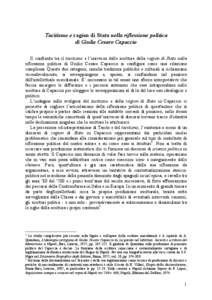 Tacitismo e ragion di Stato nella riflessione politica di Giulio Cesare Capaccio Il confronto tra il tacitismo e l’universo delle scritture della ragion di Stato nella