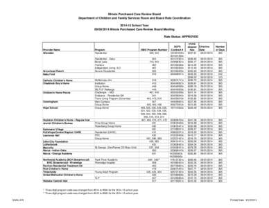 Illinois Purchased Care REview Board Department of Children and Family Services Room and Board Rate Coordination