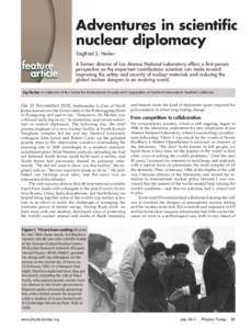 Adventures in scientific nuclear diplomacy Siegfried S. Hecker feature