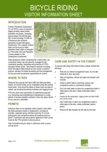 BICYCLE RIDING VISITOR INFORMATION SHEET INTRODUCTION Photo courtesy of the Multi-terrain Bicycle Orienteers  Forestry Plantations Queensland