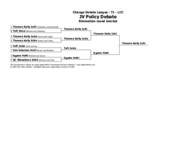 Chicago Debate League - T1 - LCC  JV Policy Debate Elimination round bracket 1 Thomas Kelly IsKi Temosihue and Hernandez 8 Taft NaLe Martinez and Steinberg