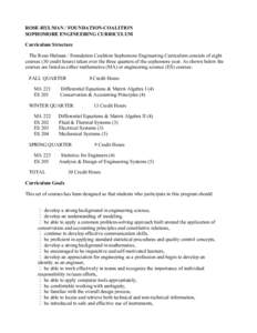 ROSE-HULMAN / FOUNDATION-COALITION SOPHOMORE ENGINEERING CURRICULUM Curriculum Structure The Rose-Hulman / Foundation Coalition Sophomore Engineering Curriculum consists of eight courses (30 credit hours) taken over the 