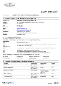 Occupational safety and health / Industrial hygiene / Lead / Dose / Globally Harmonized System of Classification and Labelling of Chemicals / Material safety data sheet / Median lethal dose / Pottery / Threshold limit value / Health / Toxicology / Safety