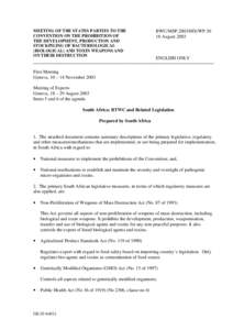 Biology / Biological Weapons Convention / Bioethics / Science in society / Weapon of mass destruction / Chemical warfare / Toxin / Dual-use technology / Nuclear proliferation / Biological warfare / Nuclear weapons / International relations