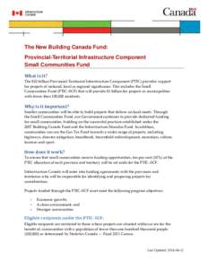 The New Building Canada Fund: Provincial-Territorial Infrastructure Component - Small Communities Fund