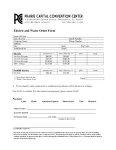 Electric and Water Order Form Name of Event Date of event Company Name Address City