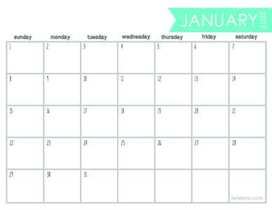 2017 Free Printable Calendar Horizontal