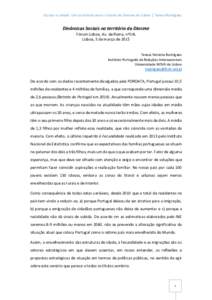 Escutar a cidade. Um contributo para o Sínodo da Diocese de Lisboa | Teresa Rodrigues  Dinâmicas Sociais no território da Diocese Fórum Lisboa, Av. de Roma, nº14L Lisboa, 5 de março de 2015