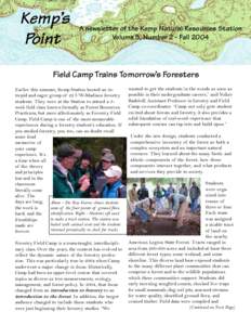 Kemp’s Point A newsletter of the Kemp Natural Resources Station Volume 5, Number 2 - Fall 2004