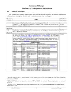 1 Summary of Changes Summary of Changes and Instructions 1.1 Summary of Changes