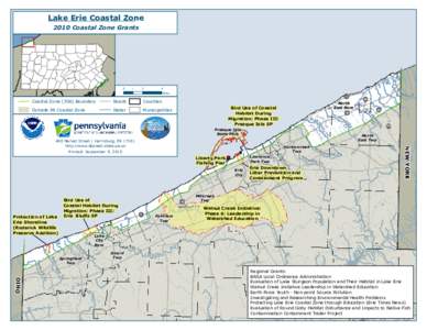 Lake Erie Coastal Zone 2010 Coastal Zone Grants Outside PA Coastal Zone  2