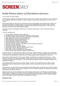 Inside Pictures selects 15 UK producers and execs | News | Screen