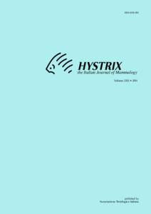 ISSN[removed]HYSTRIX the Italian Journal of Mammalogy Volume 25(1) • 2014