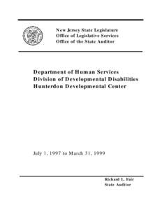 Audit / Hunterdon Developmental Center / Hunterdon County /  New Jersey / Comptroller / Health / Auditing / Information technology audit / Education / Developmental disability / Disability / Special education