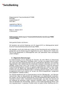 Eidgenössische Finanzmarktaufsicht FINMA Noël Bieri LaupenstrasseBern zugestellt per Mail an: 