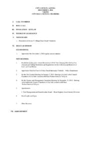 CITY COUNCIL AGENDA DECEMBER 1, 2014 7:00 PM CITY HALL COUNCIL CHAMBERS  I.