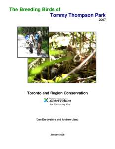 The Breeding Birds of Tommy Thompson Park 2007 Toronto and Region Conservation