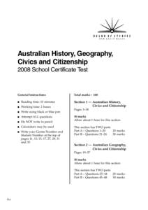 2008 SC Exam Paper - Australian History, Geography, Civics and Citizenship