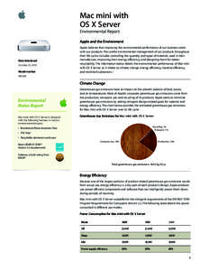 Mac mini with OS X Server Environmental Report Apple and the Environment  Date introduced