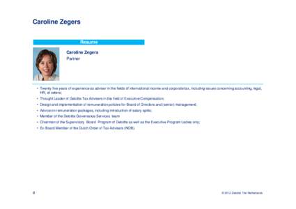 Caroline Zegers Resume Caroline Zegers Partner  Photo